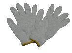 Bleached white cotton/polyester string knitted seamless gloves
