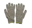 Natural white cotton/polyester striing knitted seamless gloves