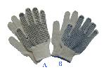 Bleached white cotton/polyester string knitted seamless gloves