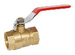 Brass ball valve with red PVC insulted iron handle