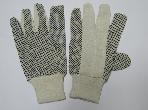 Drill cotton glove with PVC dots,black knit wrist